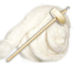 Happy Classy Drop Spindle Top Whorl Hand Carved Includes 4 oz Premium Natural White Wool Combed Top Roving Gift Bundle