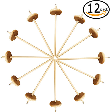 Happy Classy Bulk Drop Spindle Maple Spinning 12" Top Whorl 12 Pack